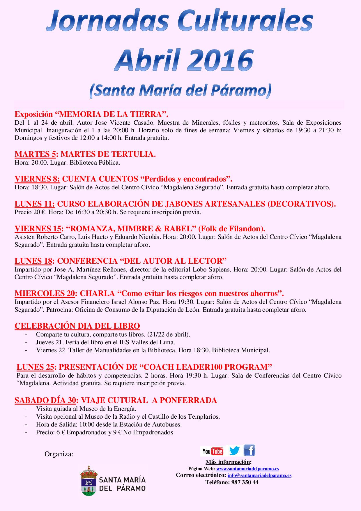 1.- cartel jornadas culturales abril