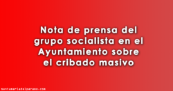 Nota de prensa del PSOE sobre el cribado masivo
