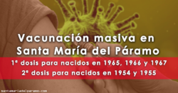 Vacunación: Primera dosis nacidos 1965/66/67 y segunda dosis nacidos 1954/55