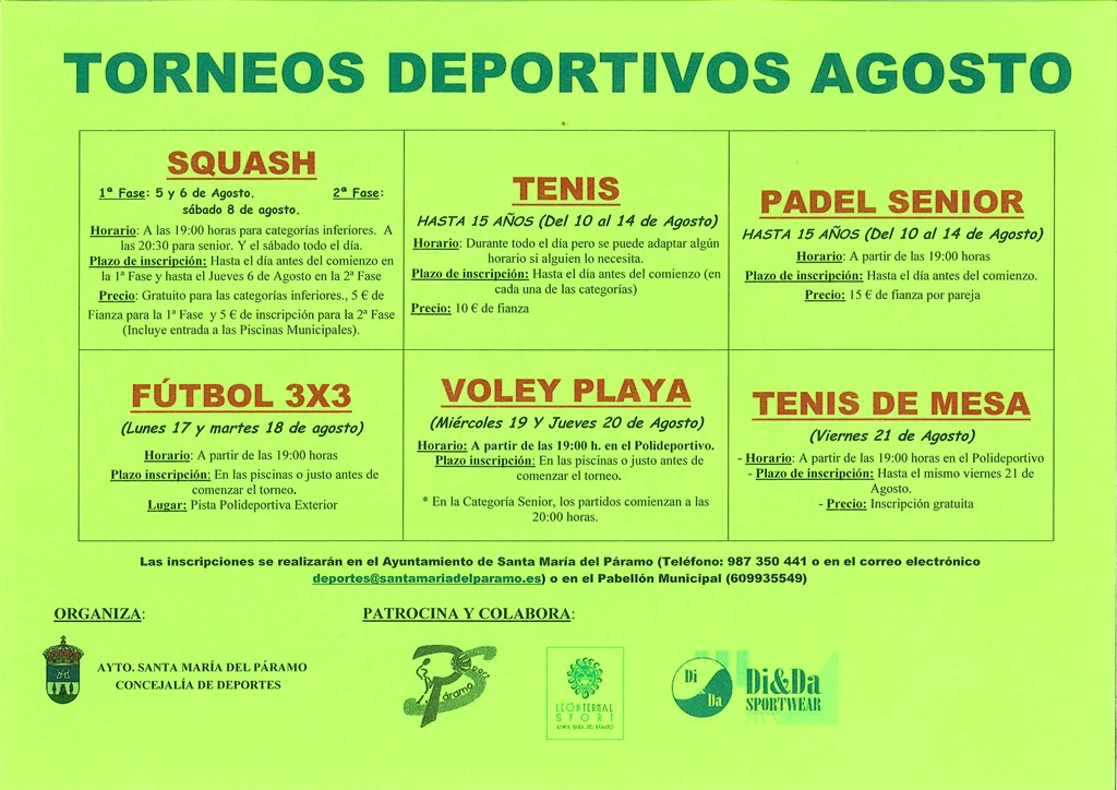 Torneos Deportivos Agosto 2015