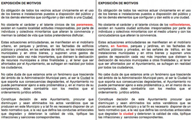 Comienzo de los textos de las Ordenanzas de Santa María del Páramo a la izquierda y Valladolid a la derecha